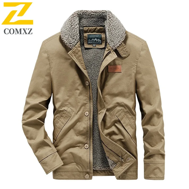 

COMXZ уличная работа, мужская стеганая куртка, повседневная утолщенная теплая парка с воротником-стойкой, удобная модная легкая зимняя одежда