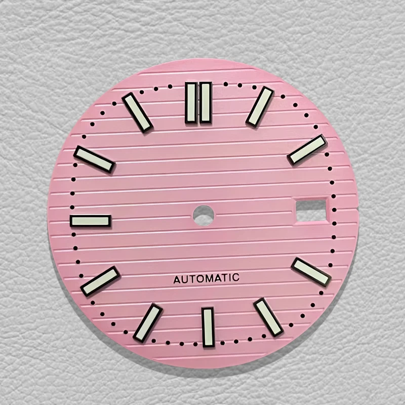 NH35 dial, 30.5mm Nautilus dial, S logo, green luminous, suitable for NH35/NH36 movements, watch dial modification accessory.