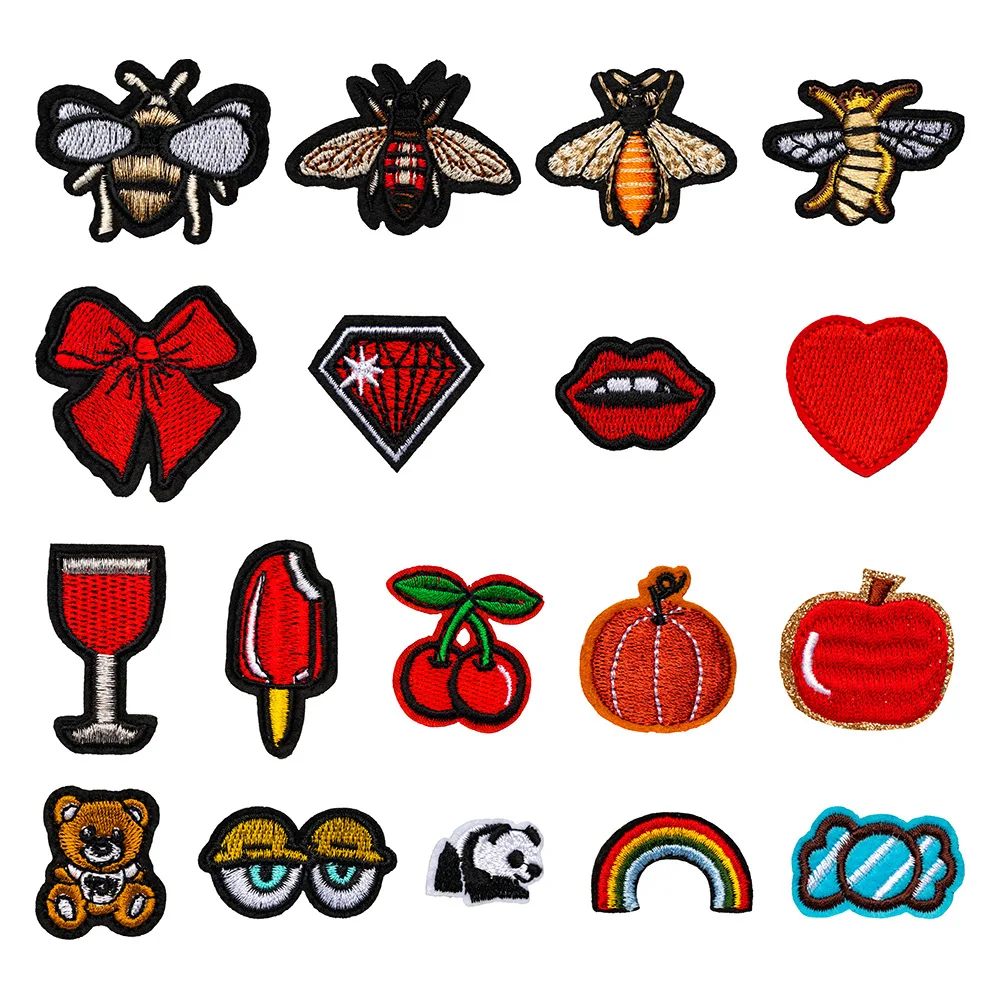 

Bee Apple Heart Bowknot Cartoon Embroidery Iron On Patches for Clothes DIY Jacket Hat Coats Jeans T-shirt Sweaters Bag Shoe