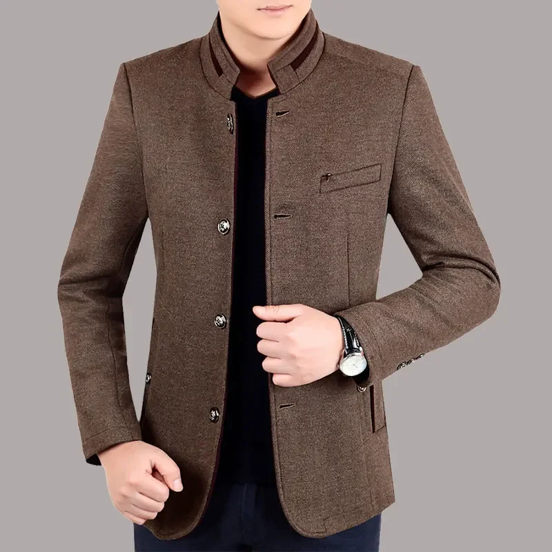 

Autumn Winter Wool Coat Men Leisure Long Woolen Coats Men's Pure Color Business Casual Fashion Jackets Men Wool Overcoat Outwear