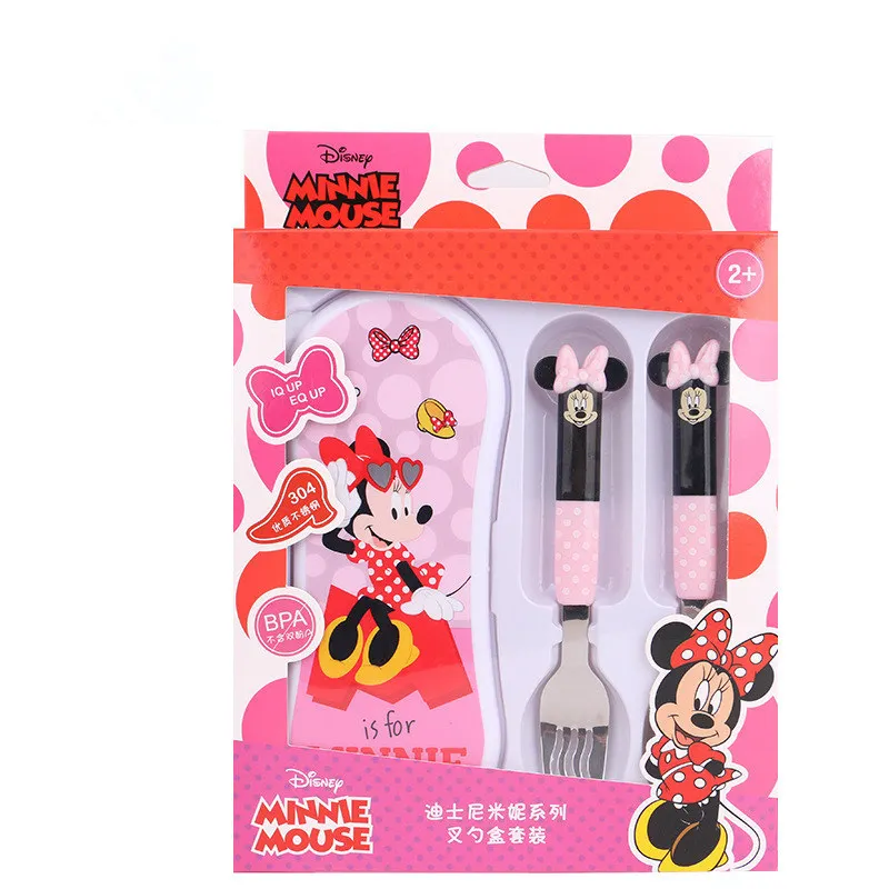 Disney spoon cutlery with box children spoon baby spoon 304 stainless steel cartoon portable bag