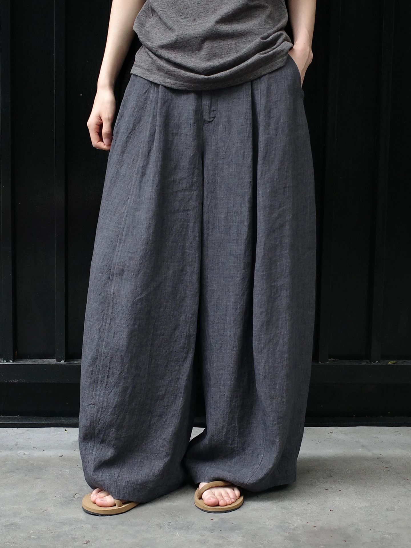 

See Mountain Mist 100% Linen Lightweight Resilient Cool Thin Drapey Semi-Elastic Waist Balloon Pants Women Summer Stroll Pants