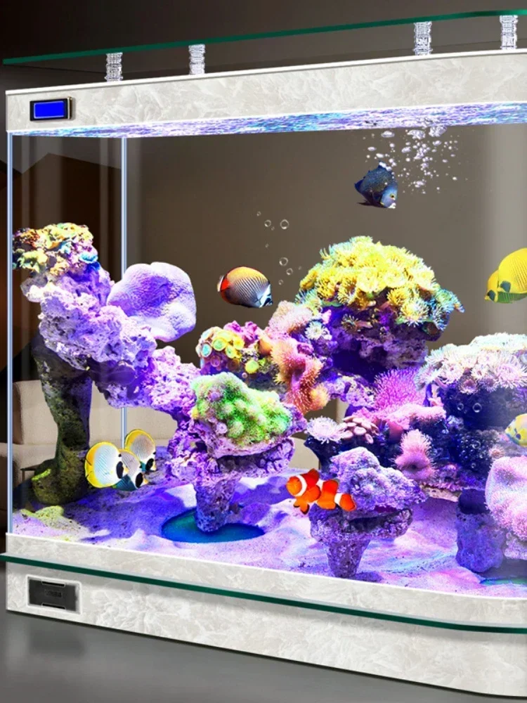 Living Room Screen Bullet Partition Fish Tank Glass Lazy Change Water Medium Household Self-Circulation Ecological  Globe