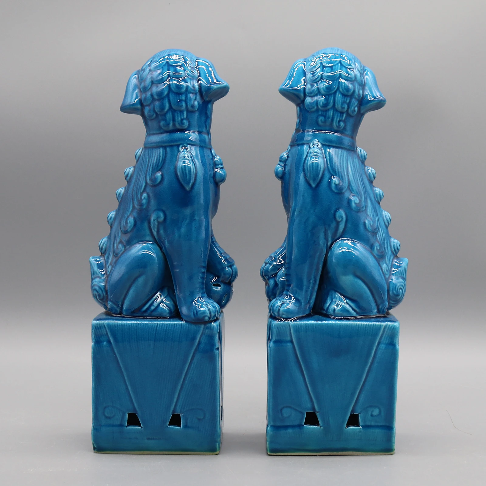 Paar Foo Dogs, Fu Dogs, Buddha Dogs, chinesische Wächterlöwen, Keramikskulptur, Heimdekoration – Detail 4