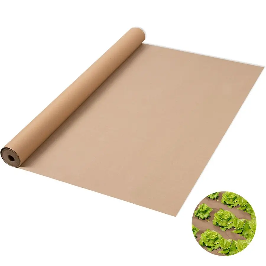 

x 100 Ft Biodegradable Paper Weed Barrier Heavy Duty Biodegradable Landscape Fabric Garden Bed Grass Garden Paper Weed Control B