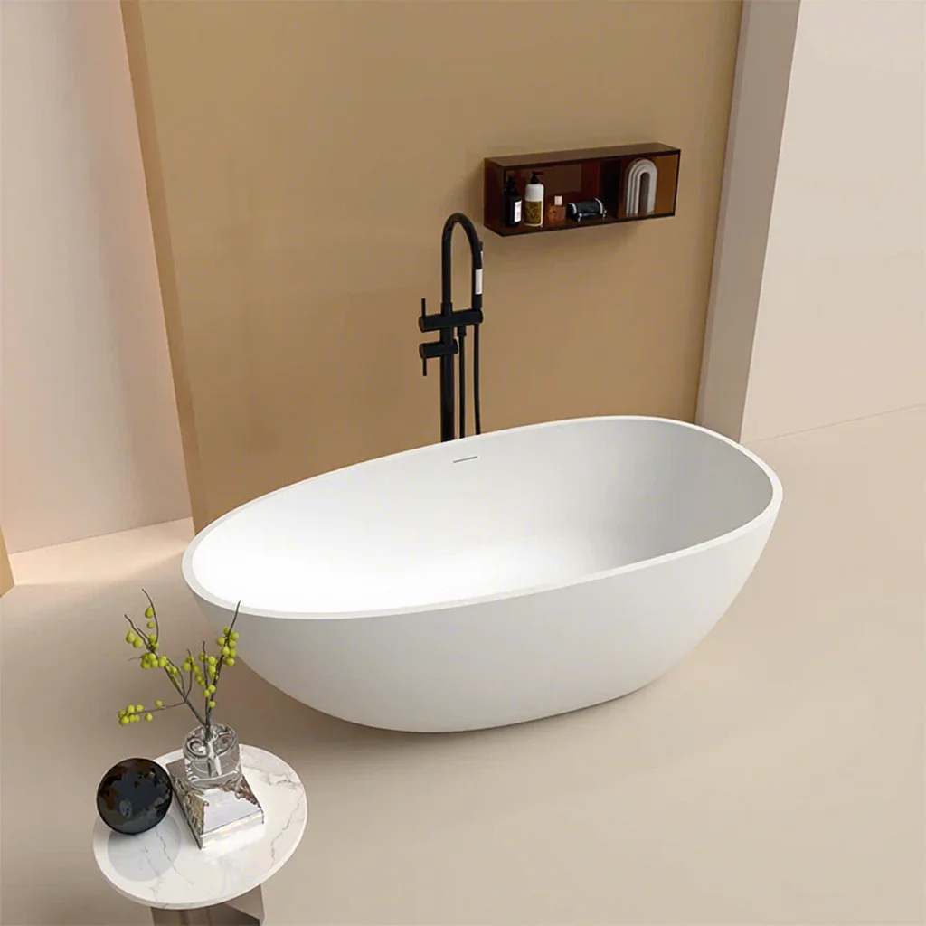 *& Artificial Stone Freestanding Integrated Bathtub Goose Egg-Shaped Skirtless No Armrests Modern Simple Foshan Hotel Faucet Not