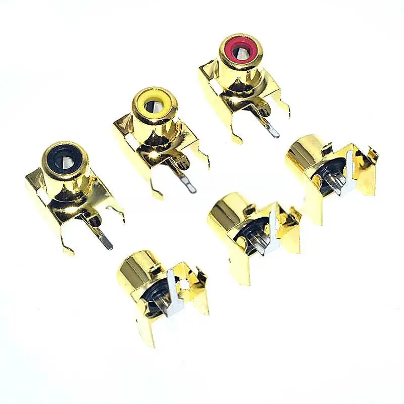 10 قطعة RCA مقبس محوري 4-Pin ثقب واحد PCB جبل الصوت والفيديو جاك لوتس المقبس AV-8.4-3B مطلية بالذهب