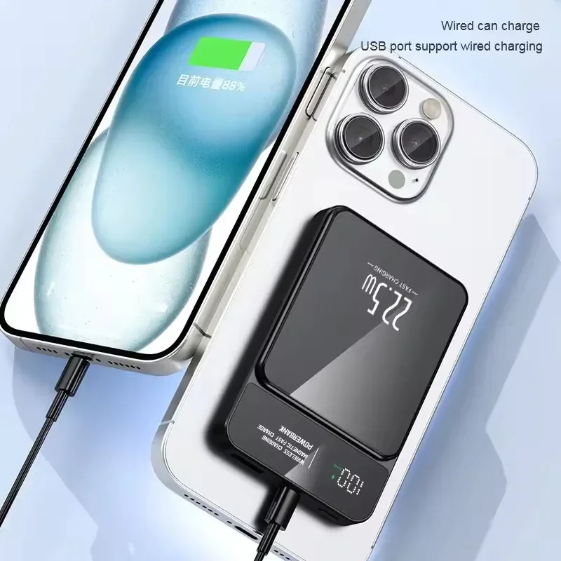 30000mAh Fast charging Magnetic 22.5W Wireless Small Portable Power Bank Emergency Power Supply For IPhone Huawei and Xiaomi