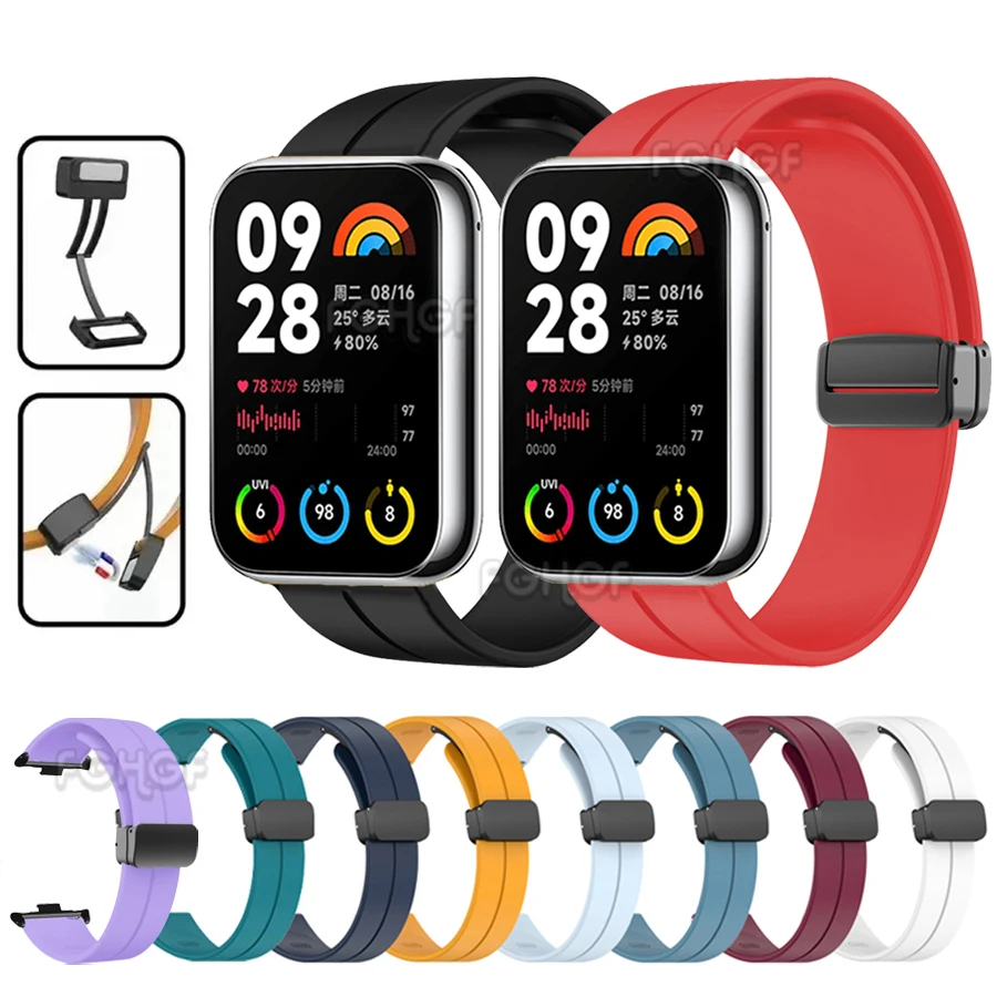 

Для Mi Band 9 Pro ремешок силиконовый браслет-браслет для Xiaomi Mi Band 8 9 Pro умные часы ремешок с магнитной пряжкой Correa Pulseira