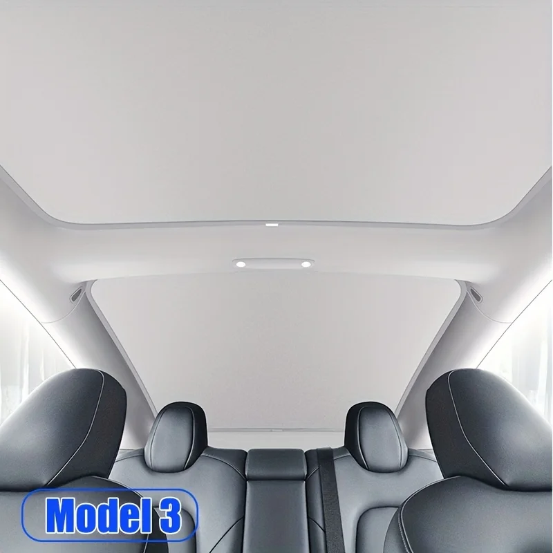 Lcars Car Sunroof Sunshade Curtain, Suitable for the Old Tesla 2017-2025 Model 3, Specialized Car Accessory for Sunroof Top, Sunshade Curtain for Sun Protection, Car Interior Sunshade Curtain with Storage Bag