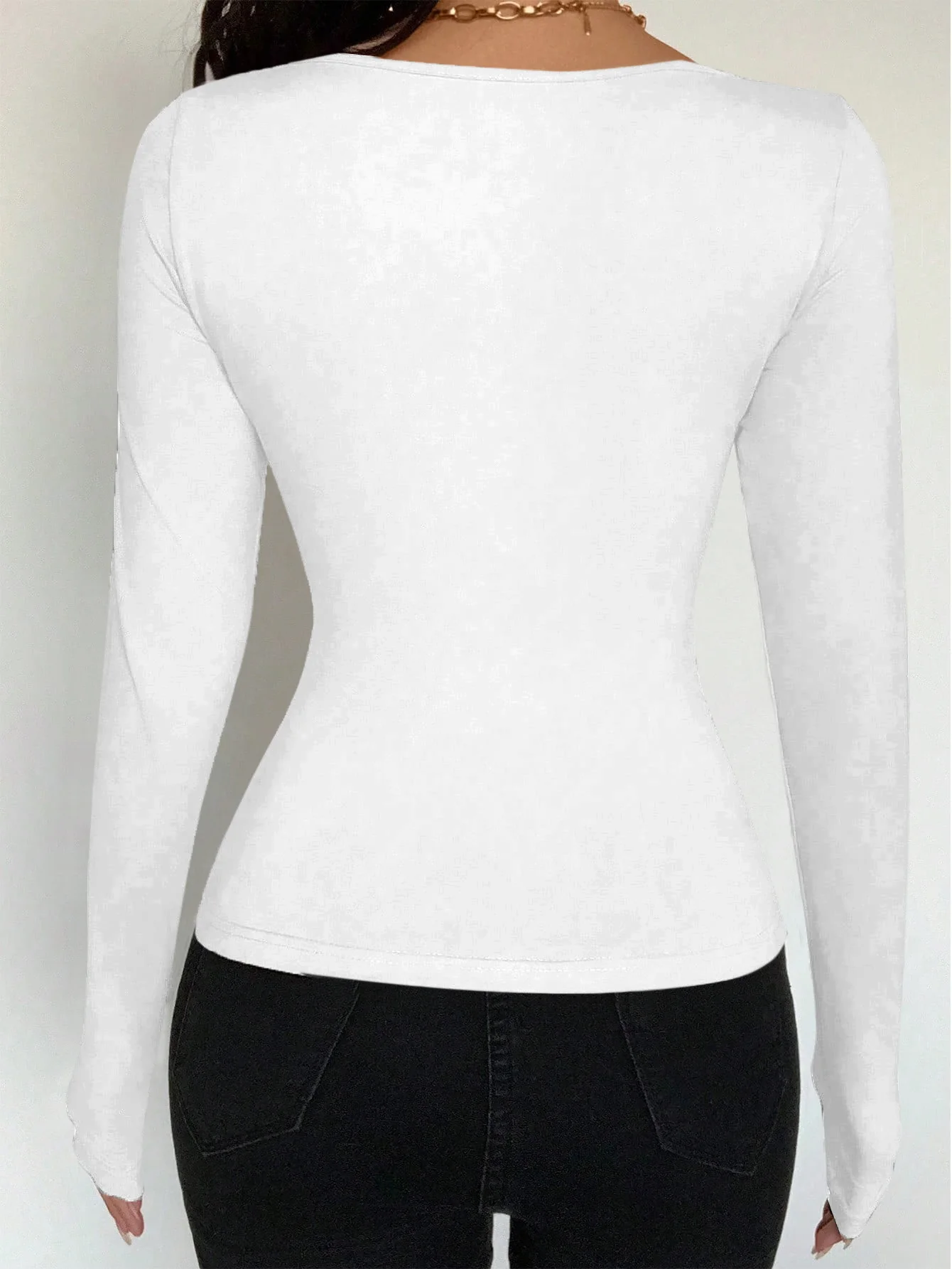 Heiße Mode, für alle Jahreszeiten, vielseitige, trendige Damen-Strickjacke mit langen Ärmeln und schlichten Knopfdetails. – Detail 7