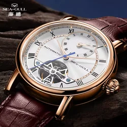 Seagull Men's Watches Luxury Classic Flywheel Design Waterproof Dual Time Zone 24 Hour Automatic Mechanical Wrist Watch for Men