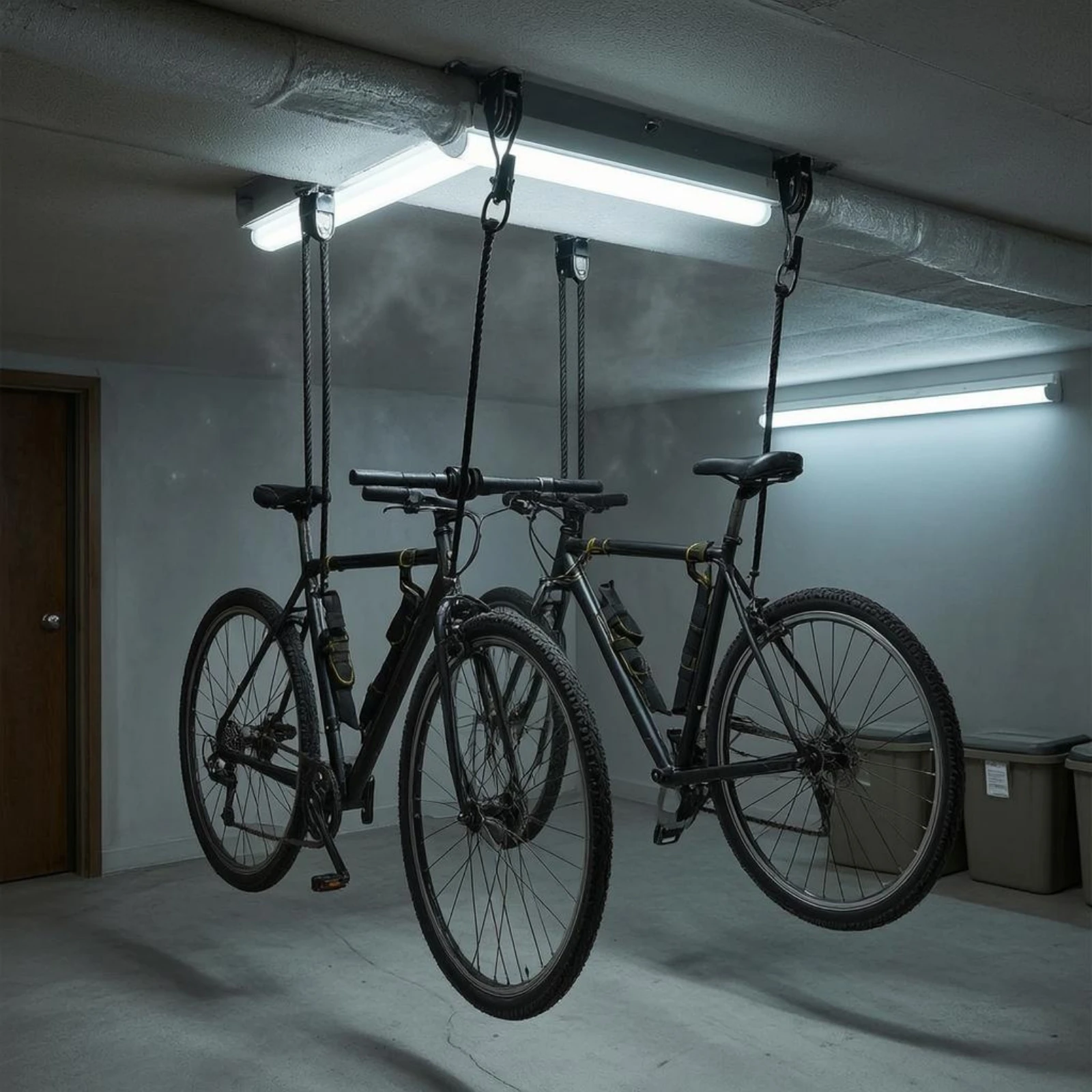 2 Pieces Ceiling-Mounted Garage Hoist Guarding Straps Pulley Storage Hoist Lifting Hanger Hook Style for Warehouse