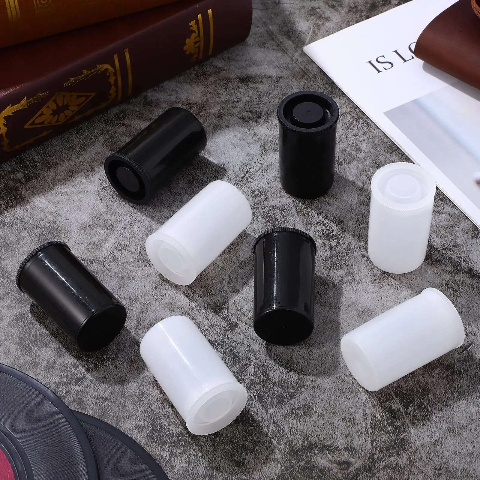 

20 Empty Film Canisters 10 Black 10 White Durable PE Compact Leak Proof Reusable Storage Containers Plastic Jars For Camera Film