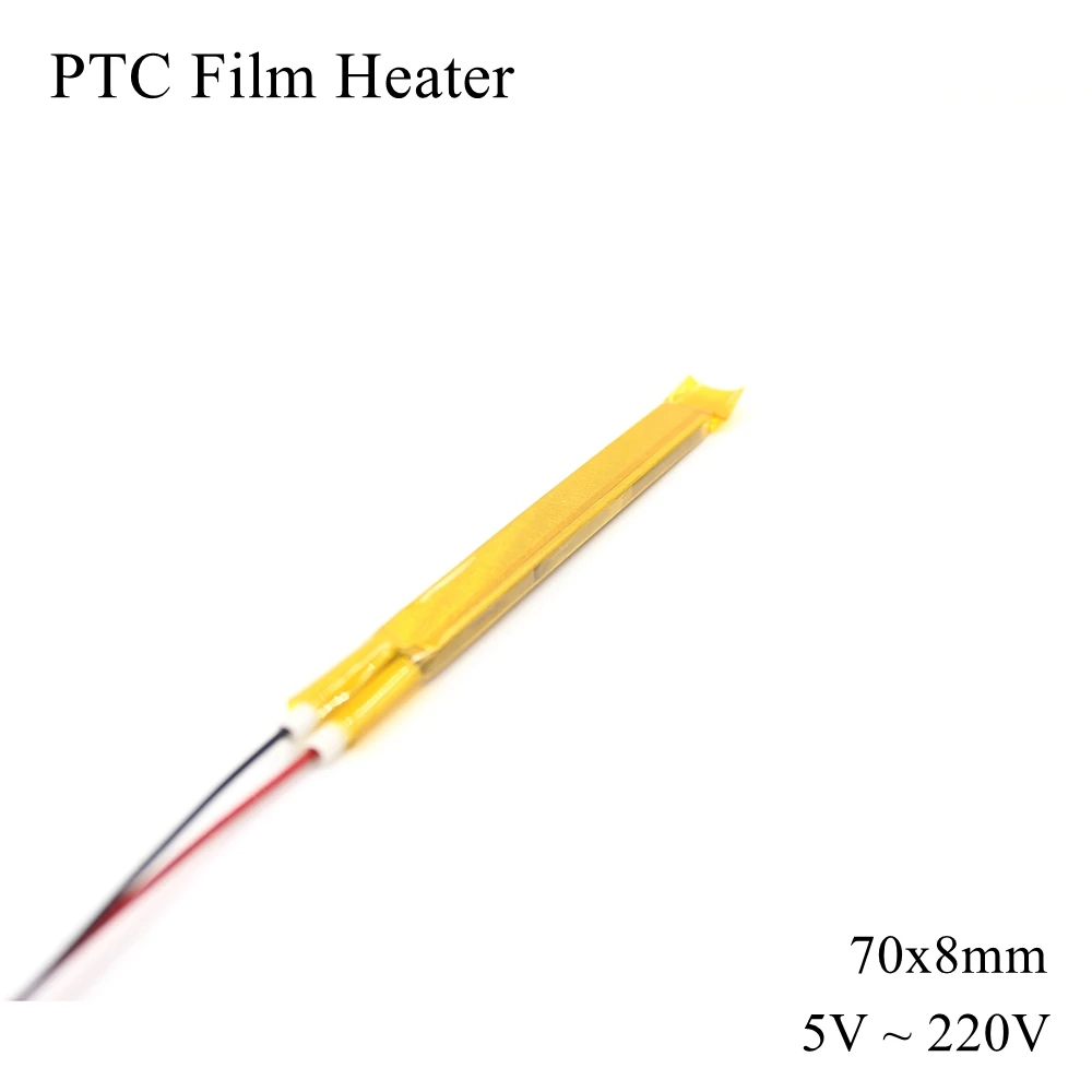 70x8mm 12V 24V 110V 220V PTC Film Heater Element Constant Thermostat Thermistor Ceramic Air Heating Sensor Chip Egg Incubator