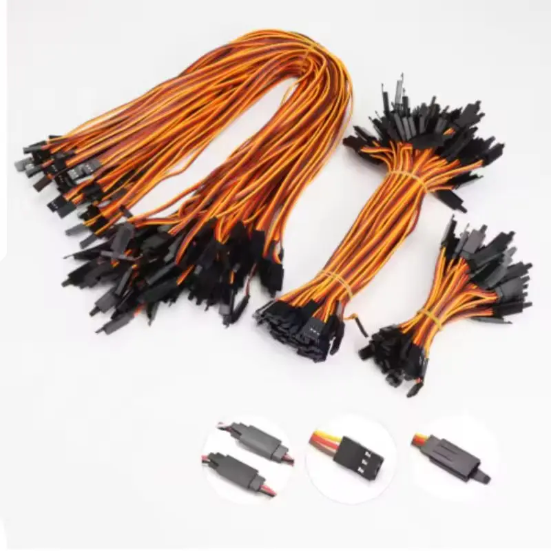 10pcs/Lot 100 /150 / 200 / 300 / 500 / 1000mm Anti-Loose 60 Core Servo Extension Lead Wire Cable For Rc Futaba Jr Male To Female