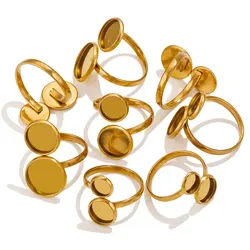 10 PCS Stainless Steel Round Double Disc Ring Adjustable Size DIY Charm Female Male Personality Unique Jewelry Accessory Found