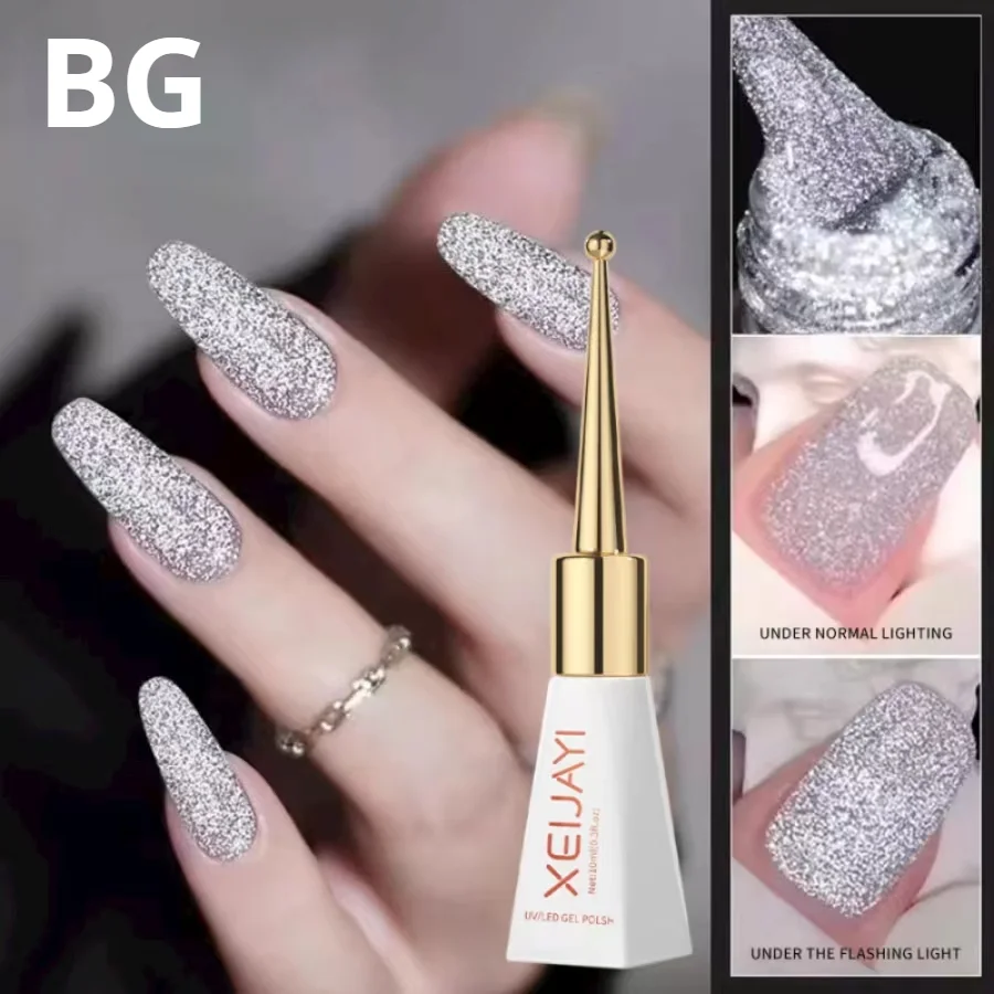XEIJAYI10ML Cat Eye Gel Polish Naked Pink Magnetic Gel Nail Art with Sparkles Varnish Uv Led Semi-permanent Nail Polish