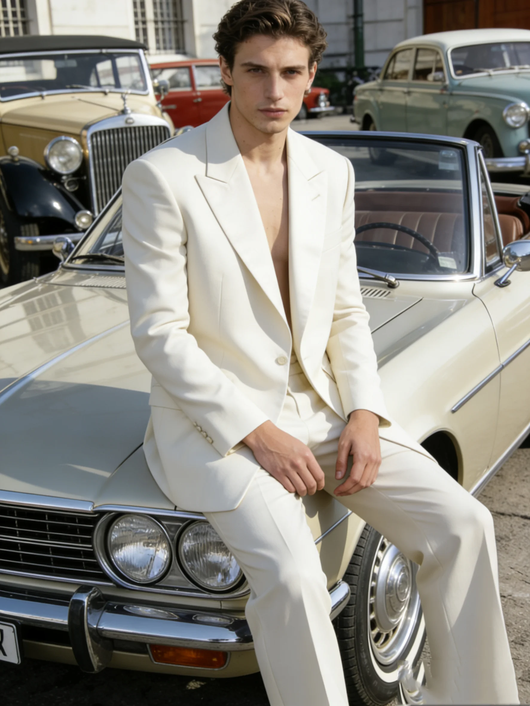 

Spring White Men Suit Set 2 Piece Blazer+Pants Cotton Prom Wedding Tuxedos Coat Customized Formal Office Fashion Jacket