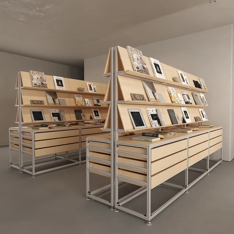 

Стенд из алюминиевого профиля с тарелкой из березы и океана, выставочная книжная полка для хранения, образец витрины для файлов Nakajima