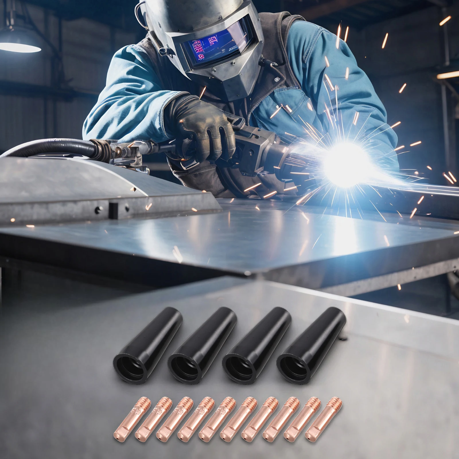 

Flux Core Nozzles Gasless Nozzle Tips Copper Conductive Tips Heat-Resistant Material Long Service Life For MAG Devices