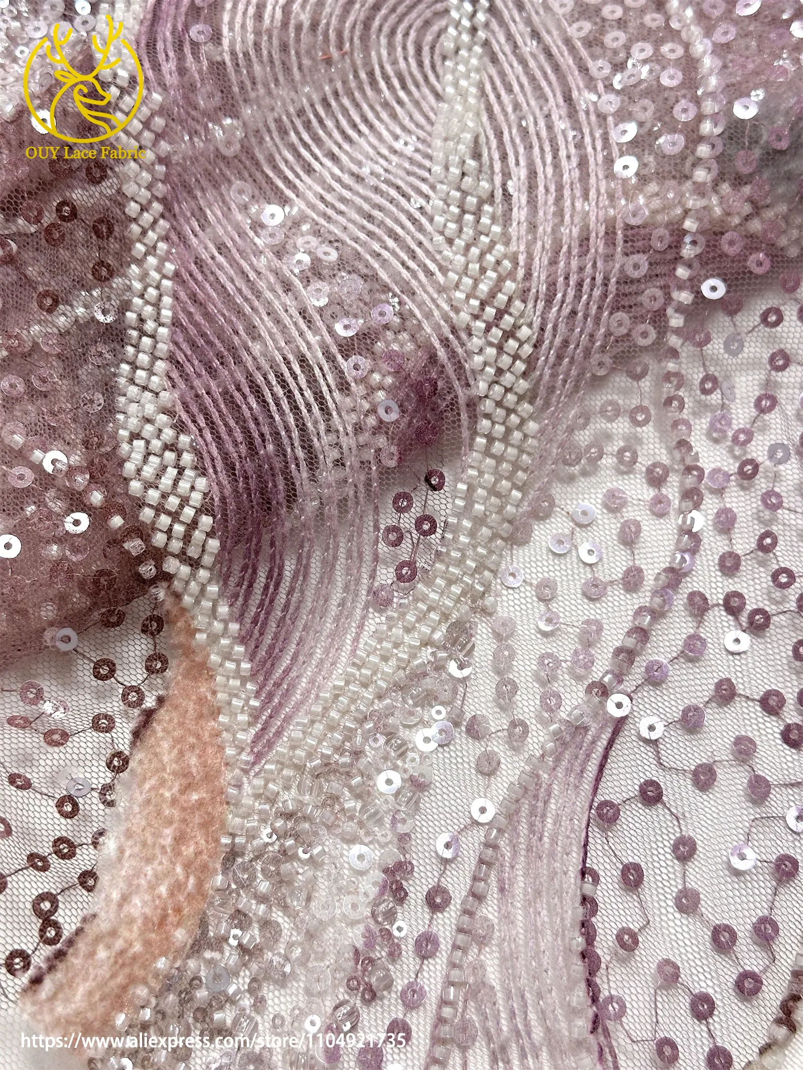Neueste französische Damen Party Abendkleider Luxus Spitzenstoffe Hochwertige afrikanische Bräutigam Perlen Pailletten Tüll Spitzenstoffe – Detail 15