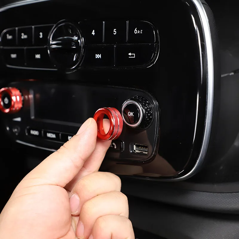 For Mercedes-Benz Smart 16-21 aluminum alloy Car Audio Volume Control Button Knob Cover Trim Car Accessories (No Screen Version)