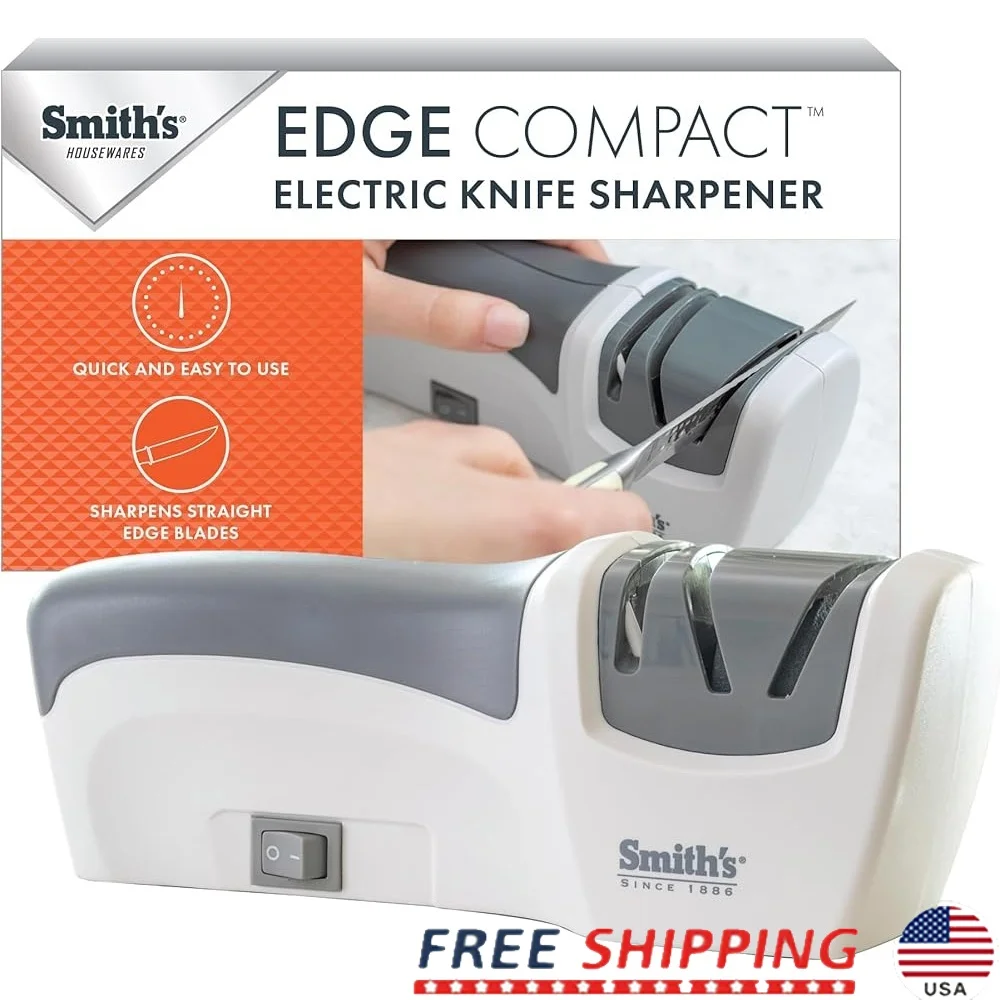 

Compact Electric Knife Sharpener 2 Stage Manual Guide Non-Damaging Non-Slip Base Quick Results Kitchen Use