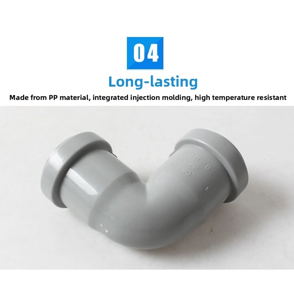 40mm Plastic 90 Degree Elbow Adapter For Drainage Pipe No Glue Needed Quick Adapter Sewer Hose Replacement