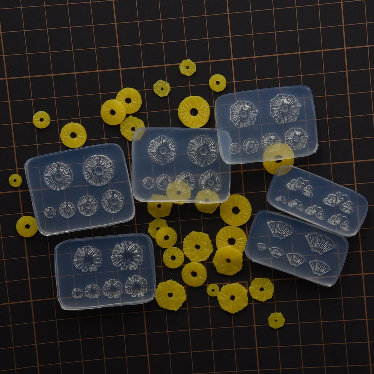 Polymer Clay Mini Different Size Pinapple Slices Silicone Mold Ultra Light Clay Food Toy Miniature Handicraft Fasting DIY Molds