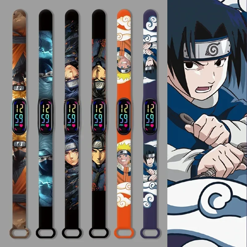 The New Naruto Children's Watch Anime Character Kakashi Sasuke LED Waterproof Sports Bracelet Watches Boys Girls Birthday Gifts