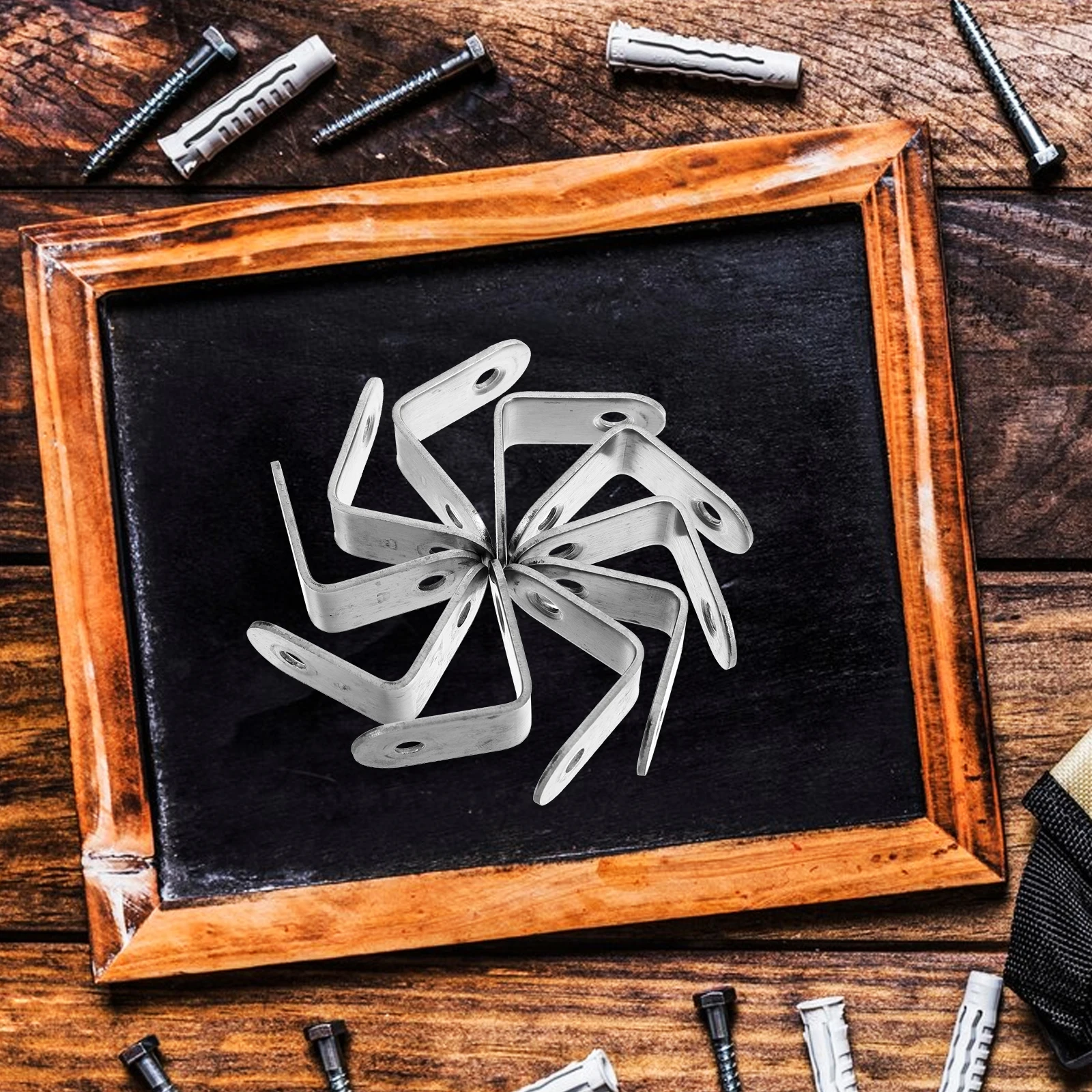 

10Pcs Durable Stainless Steel L Brackets Thick Corner Shelf Support Braces Heavy Duty Metal Brackets for Furniture Cabinet