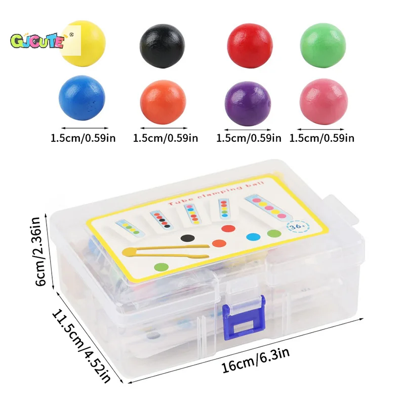 كليب الخرز الخشبي لعبة أنبوب اختبار ، لعبة فرز الألوان ، عد الخرز المهارات الحركية الدقيقة ألعاب مونتيسوري للأطفال ، هدية للأطفال #6