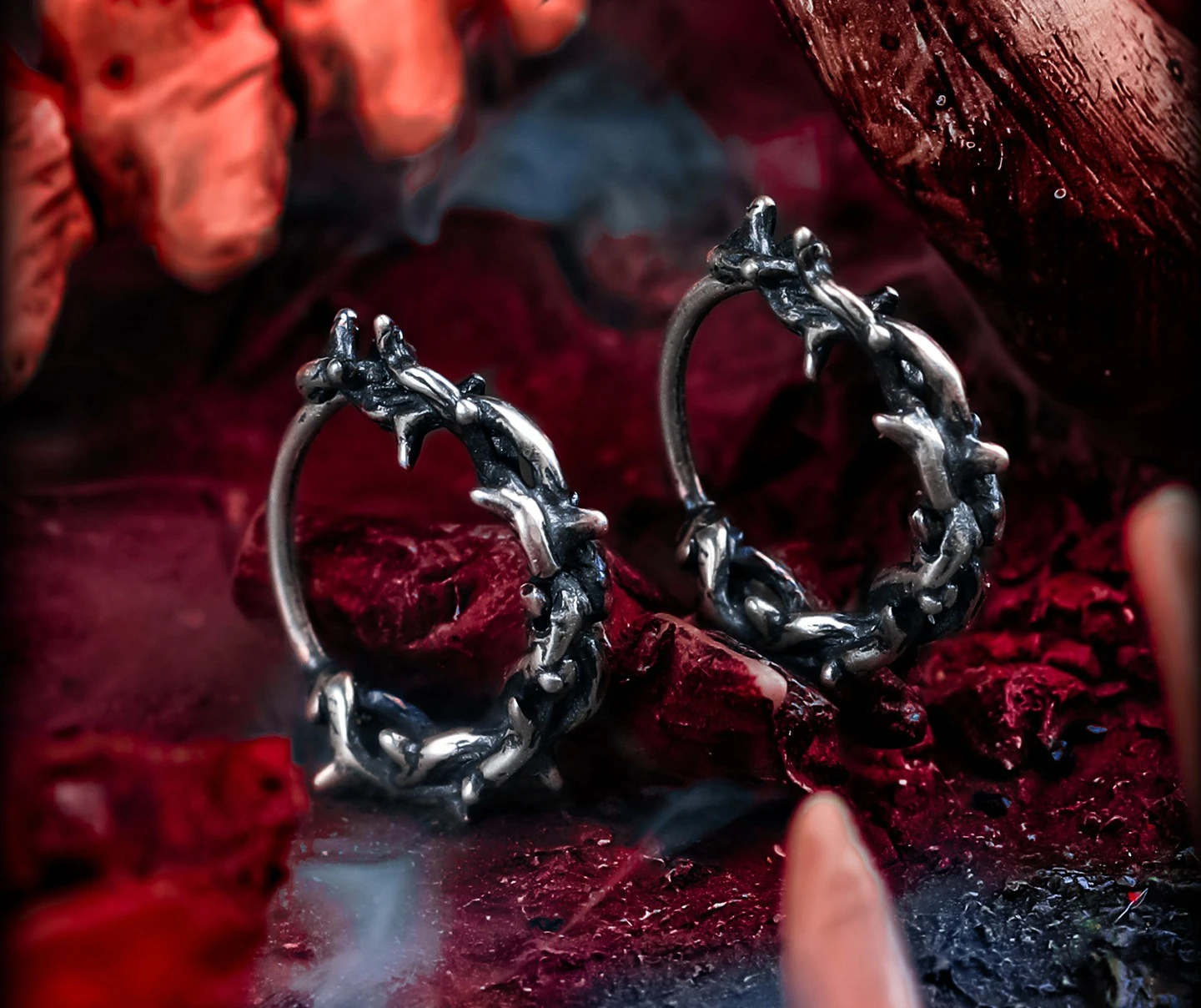 【Night Bone】Dark Wind 925 Silver Earrings Niche Earrings for Boys Stud Thorn Earrings