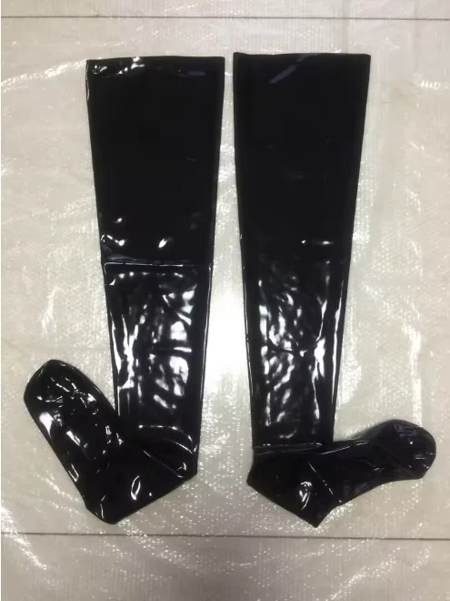 Black Handmade Sexy Fetish Latex Stockings Latex Rubber Unisex Long Thigh High Tight Socks for Clubwear Cosplay 3