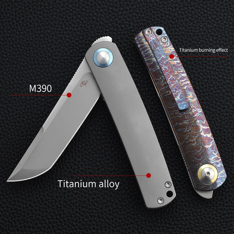 CH 1005 Akemi Lastest Folding Knife High Hardness Sharp M390 Blade Gorgeous Titanium Alloy Outdoor Camping Survival BBQ Tool