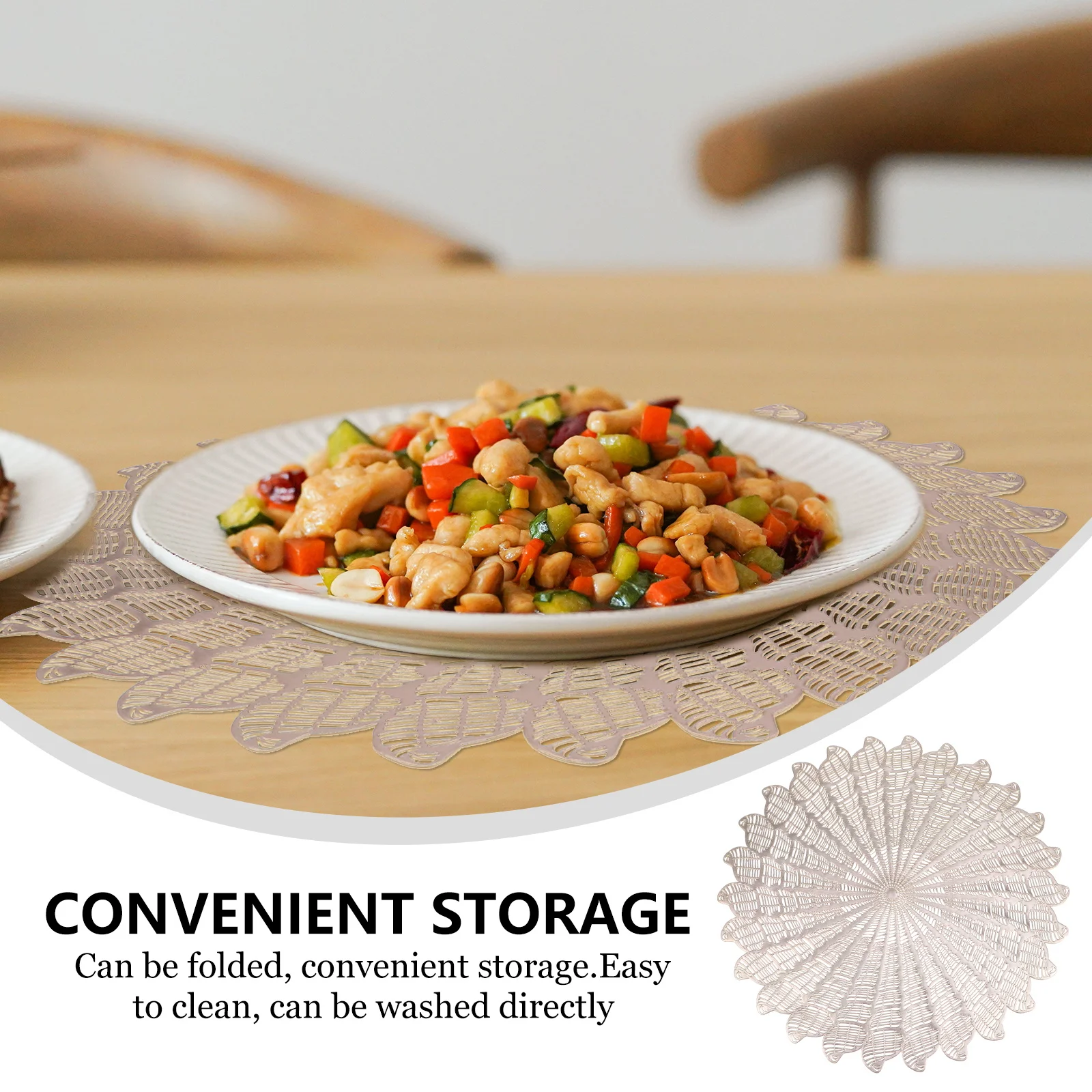 

6pcs Nordic Hollow Table Mats Heat Insulation Placemats Stain Resistant Washable For Home Wedding Restaurant