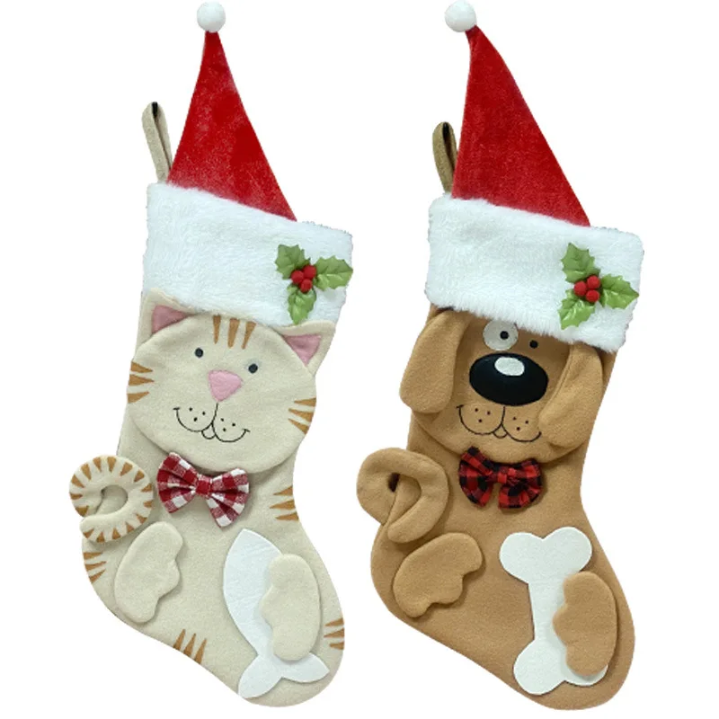 

1Pcs Christmas Decoration Cartoon Cat Paw Pet Cute Cat Dog Christmas Stocking Gift Bag Candy Bag Gift 2026 New Year