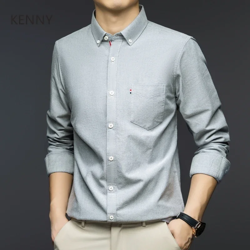 

Billy Long Sleeves Men's Shirts Spring and Autumn 2025 New Casual Simple Brushed Cotton Button Up Luxury Clothing Designer Tops
