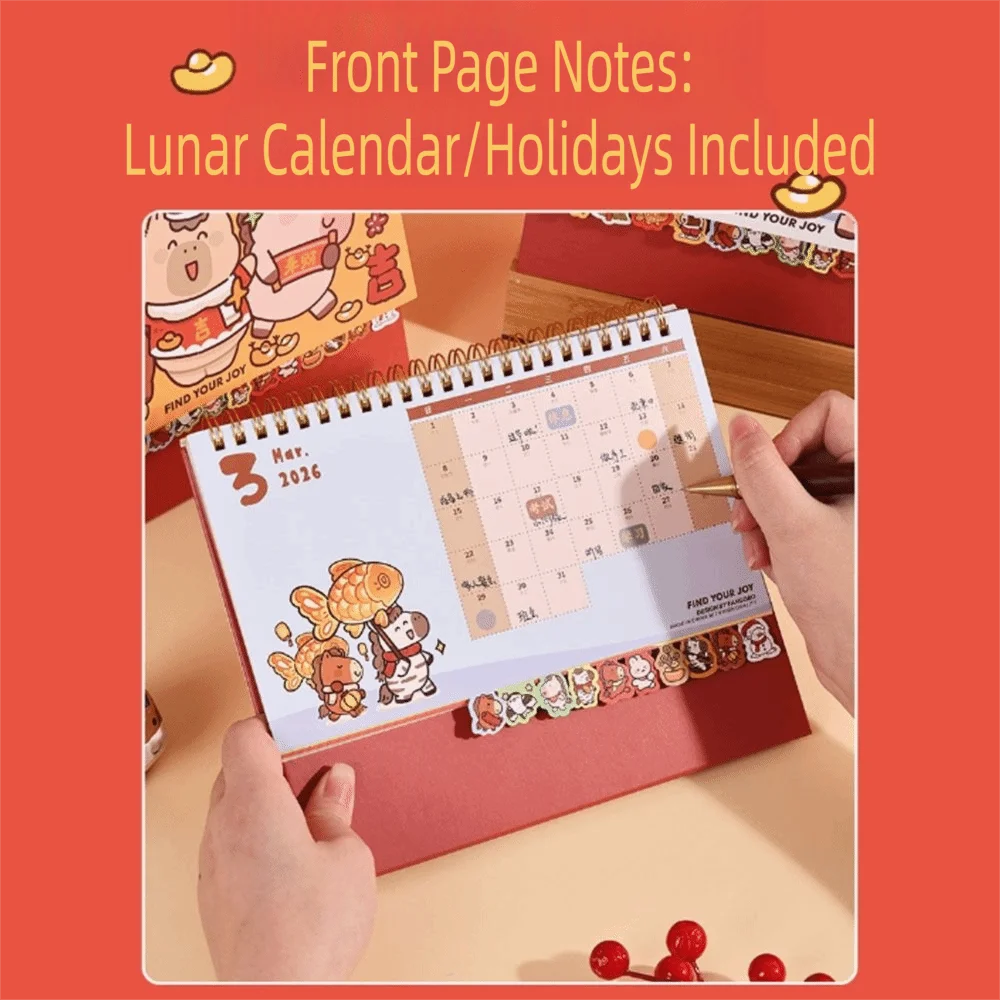 

Cartoon Coil 2026 Desk Calendar Horse Desktop Decoration Mini Calendar Schedule Planner Gifts