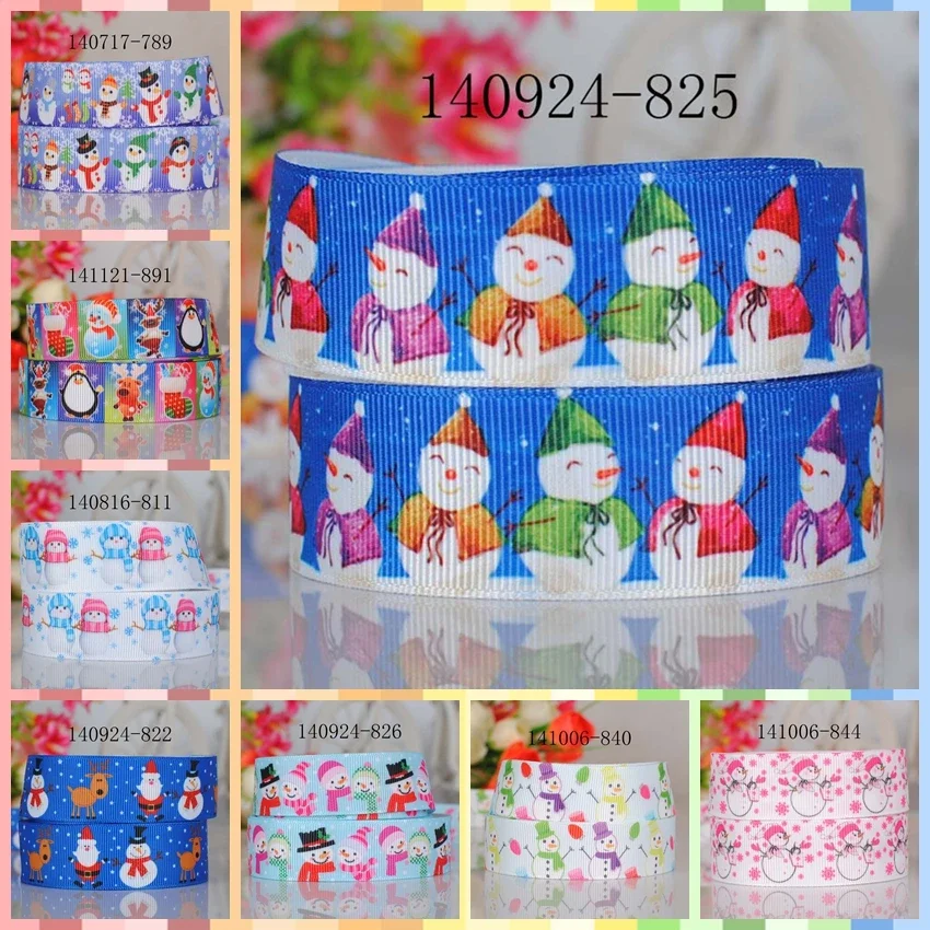 10yards -different Sizes -Christmas Snowman Ribbon Printed Grosgrain Ribbon