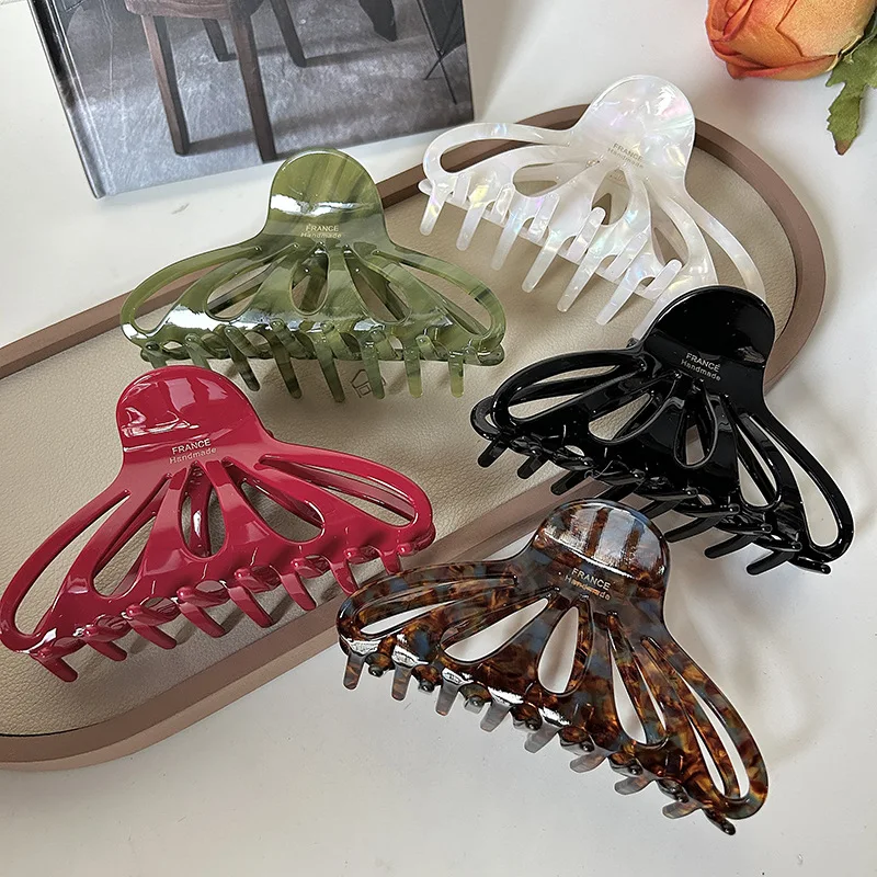 

Muweordy Geometric Acetate Hair Claws Large Trendy Crab Hair Clip 머리핀 Clamps for Women Elegant Hollow Fan Shape Hair Accessories