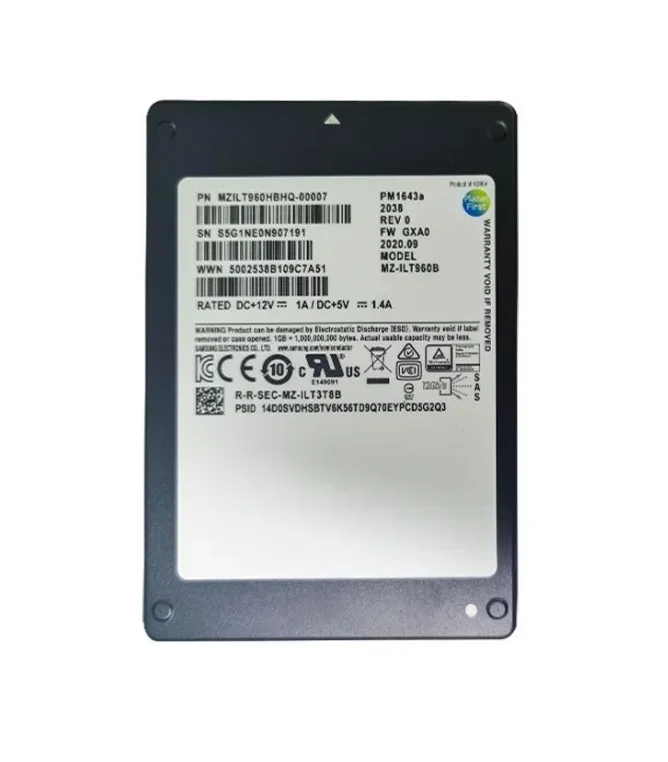 PM1643a 7,68T MZILT15THALA-00007 SAS SSD 15,36 TB Solid State Drive Metall Kunststoffgehäuse SATA Server Intern Extern