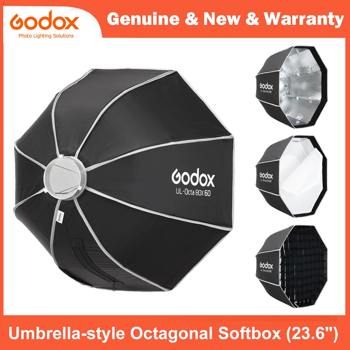 

Софтбокс Godox Quick-Release, складной, в форме зонта, восьмиугольный, с креплением Bowens, 23,6 дюйма, для фотосъемки и освещения вспышкой