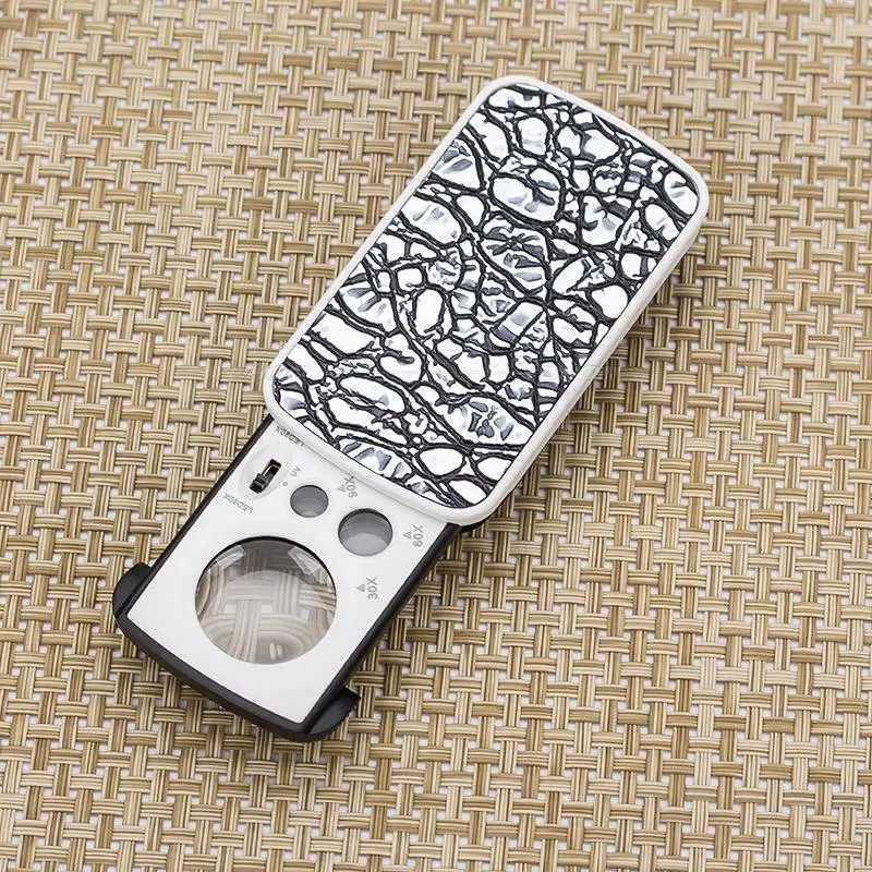 30X 60X 90X Slide Out LED UV Magnifier Triplex Jewelry Loupe For Precision Work