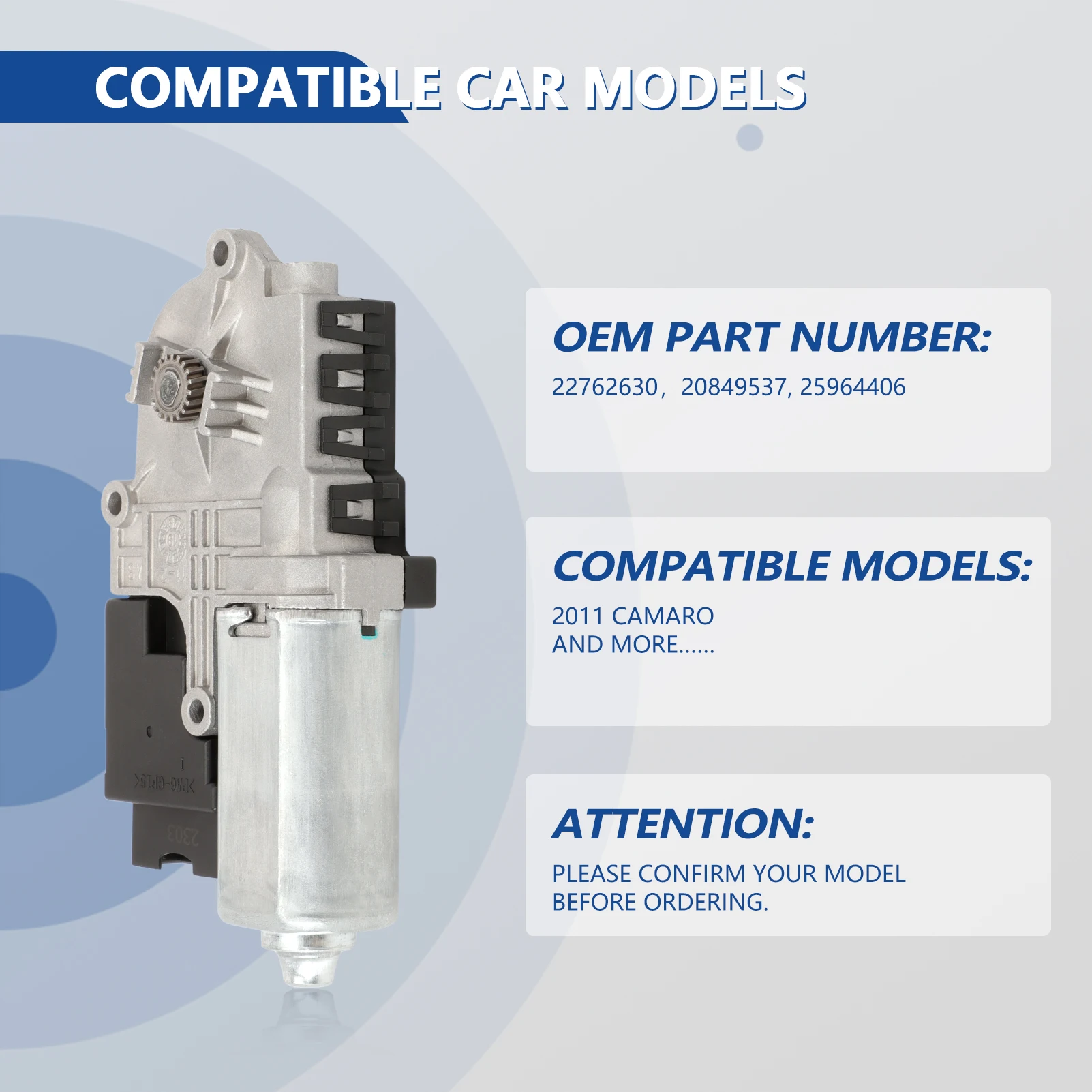Sunroof Window Motor with Control Module 22762630 For Cadillac SRX 2010-2016 Chevrolet Camaro 2010-2024