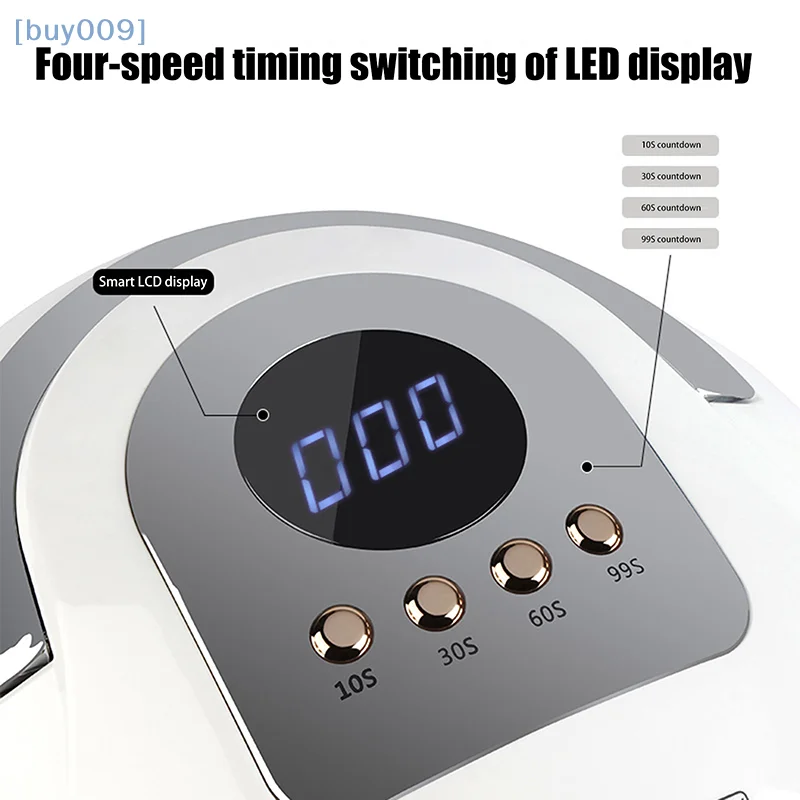 【ซื้อ 009】โคมไฟเล็บ LED UV 380W, เครื่องเป่าเล็บมืออาชีพเจลขัดเงาพร้อมลูกปัด 81 ลูก, ไฟเล็บ UV พร้อมการตั้งค่าตัวจับเวลา 4 ตัว