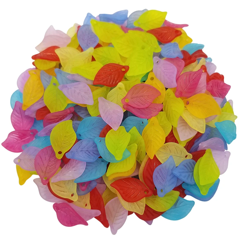 100pcs/bag Green Acrylic Leaf Leaves Beads Pendants For Diy Necklace Bracelet Earrings Jewelry Making Handmade Crafts