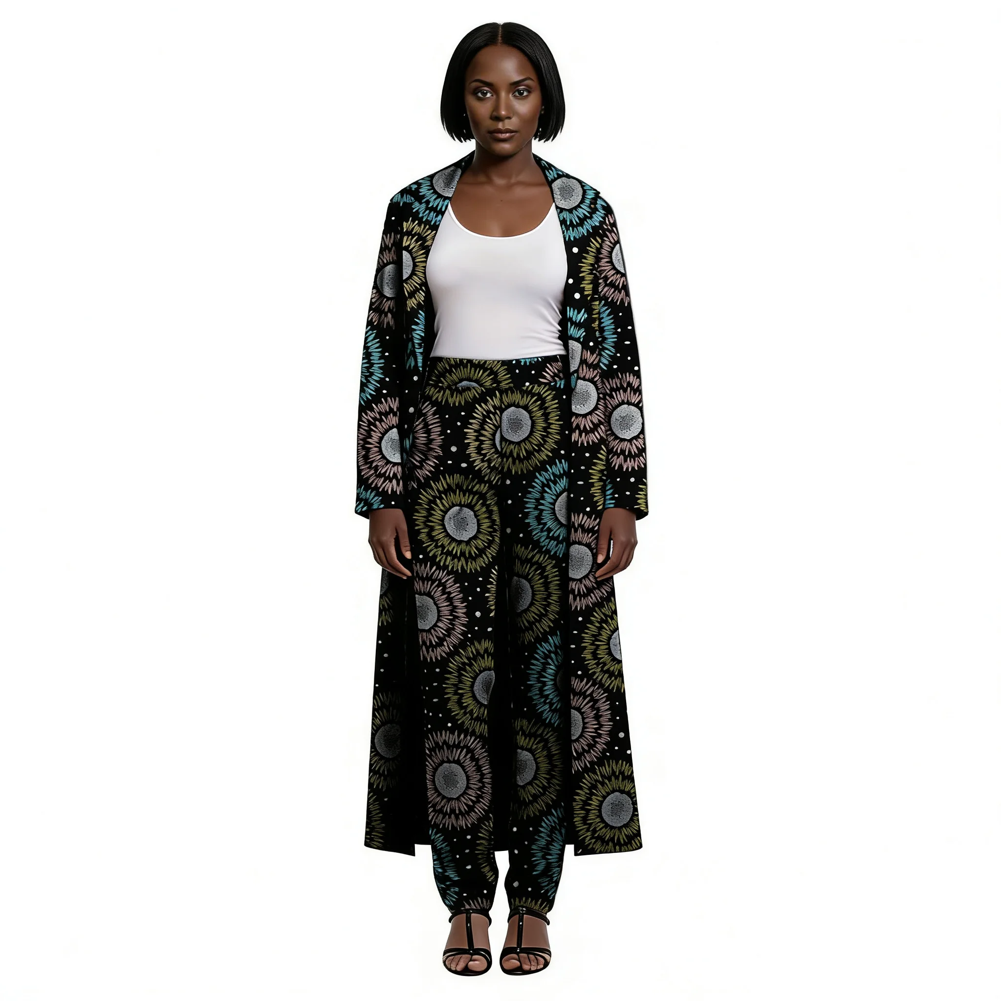 

African Couture Women's Coat With Pant Tailored Female Long Blazer Sets Dashiki Print Ankara Outfits
