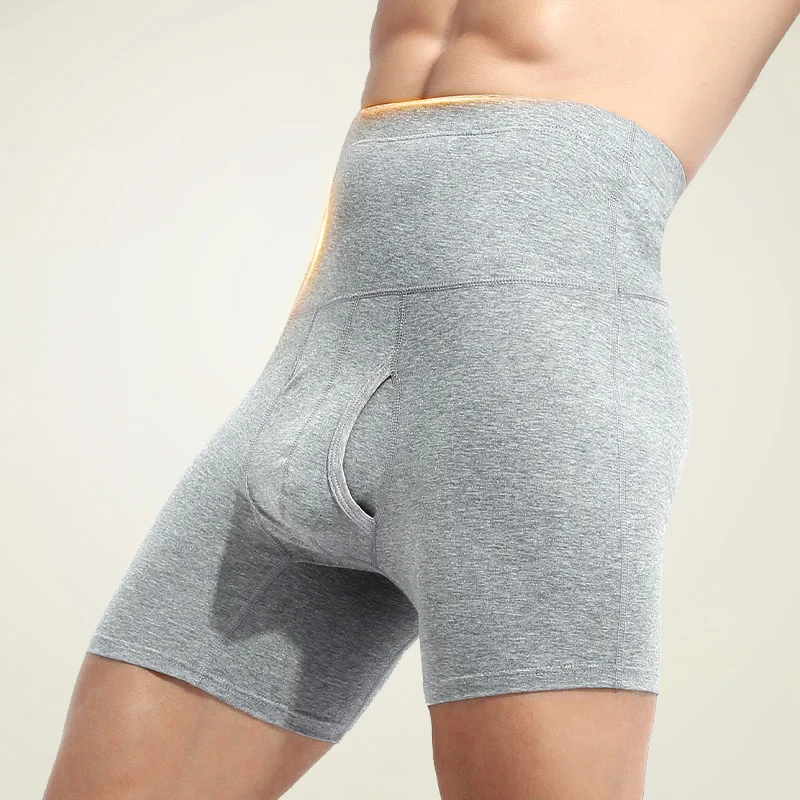 

5PCSMen's underwear, pure cotton, high-waisted, slimming, large-sized, lengthened, enlarged, anti-friction, fat-fitting, warm, s